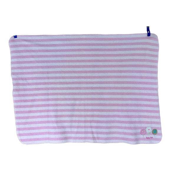 Circo Pink “Baby Girl” Flower Striped Fleece Blanket Target - Picture 4 of 6